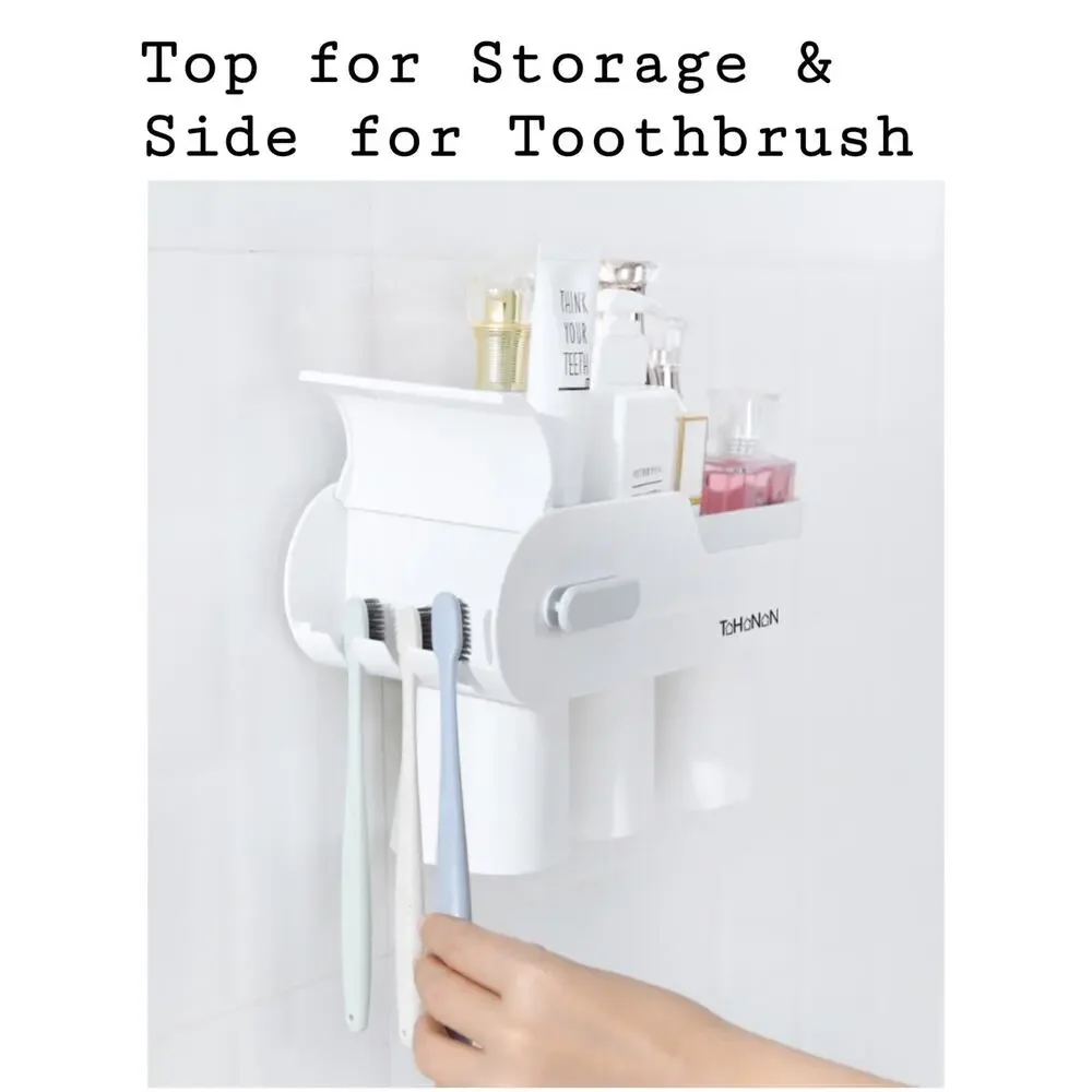 Wall Mount Toothbrush Holder , Large Capacity‎ Bathroom Organizer, Easy Install